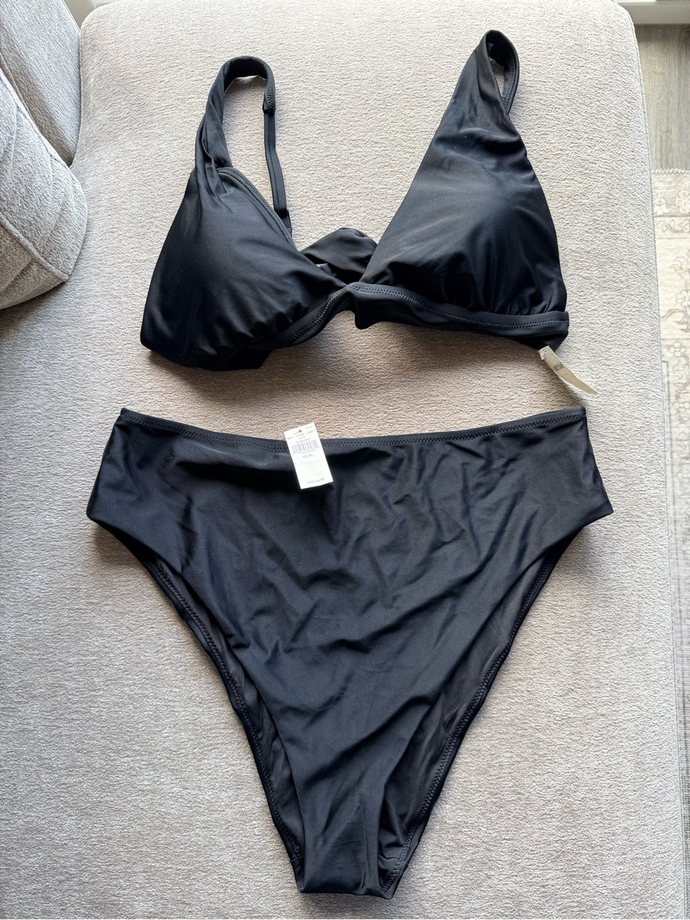 Aerie Black Women's Bikini Set - Classic Two-Piece Swimwear Size XL NWT - Picture 1 of 6
